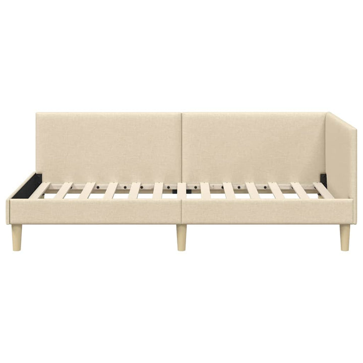 Hjørnesengramme Creme 90 cm x 200 cm Stof og krydsfiner