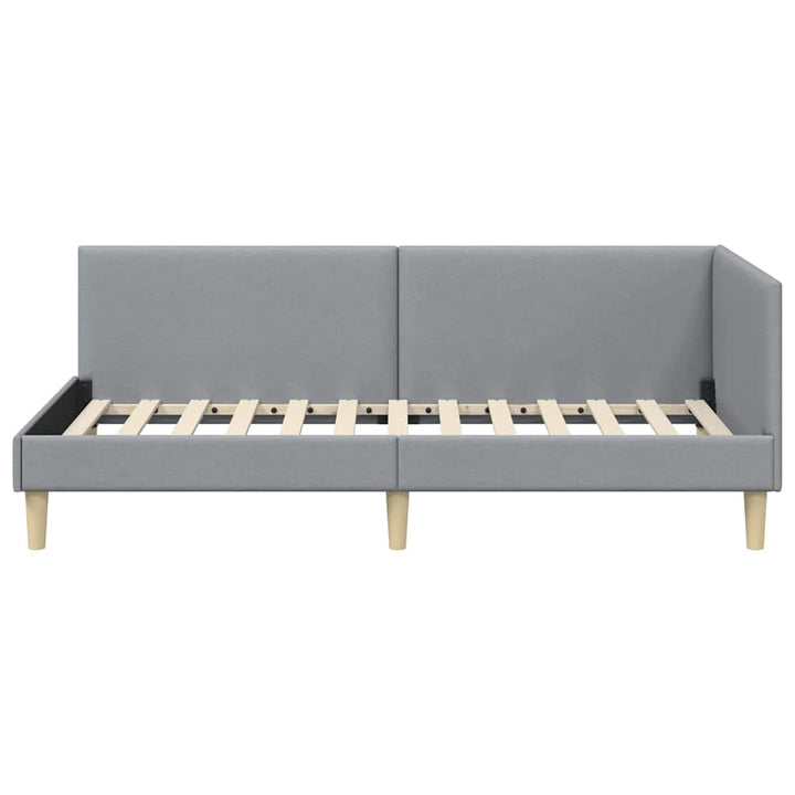 Hjørnesengramme Lysegrå 100 cm x 200 cm Stof og krydsfiner