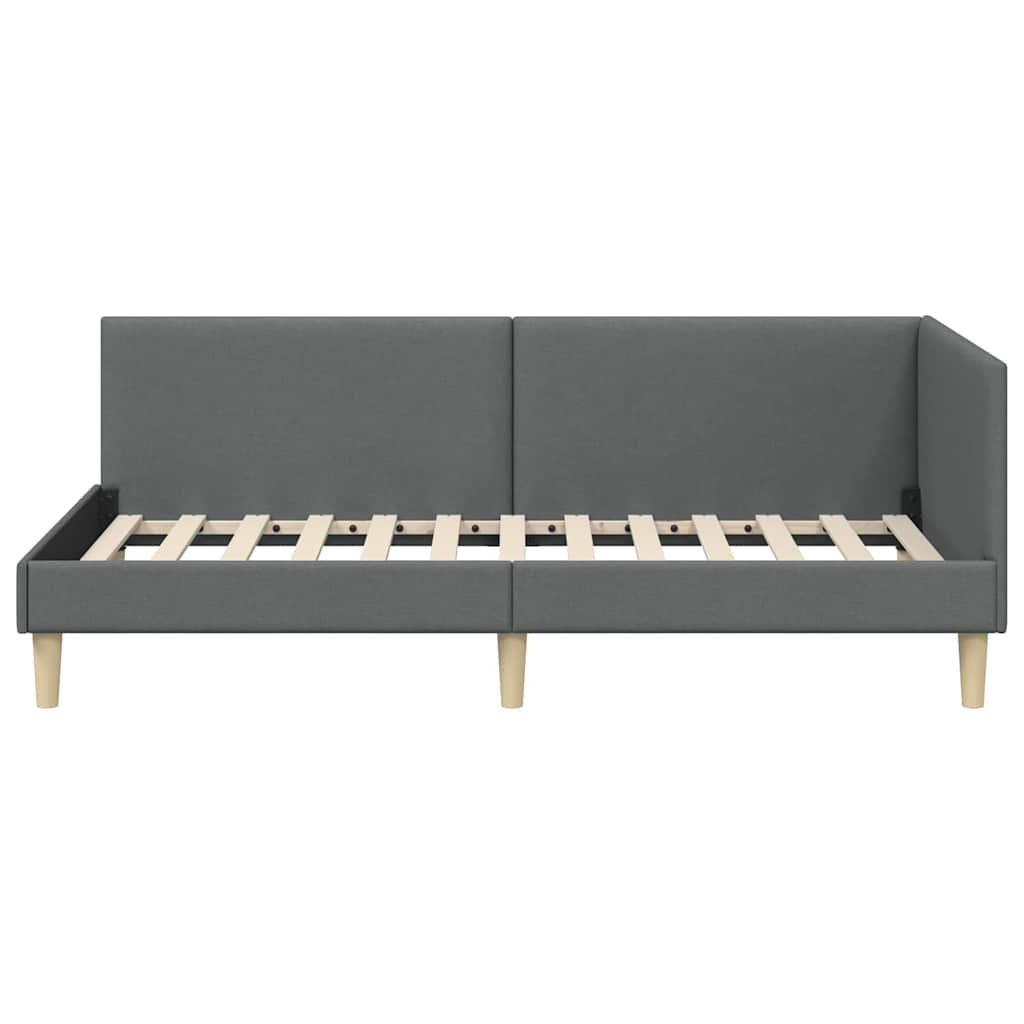 Hjørnesengramme Mørkegrå 100 cm x 200 cm Stof og krydsfiner