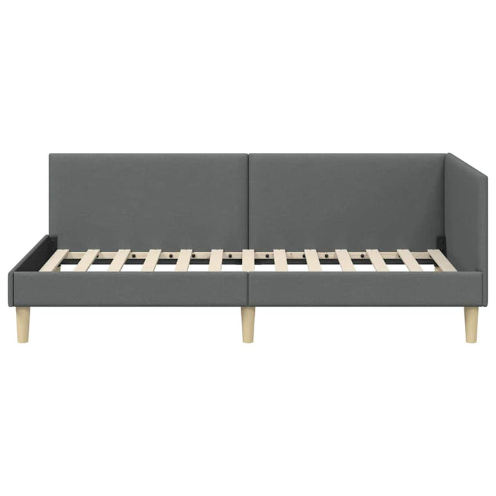 Hjørnesengramme Mørkegrå 100 cm x 200 cm Stof og krydsfiner