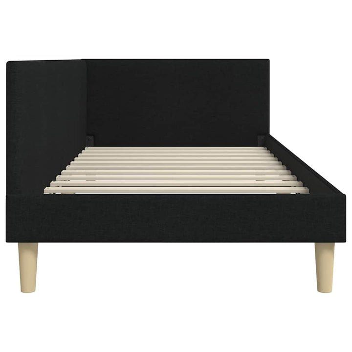 Hjørnesengramme Sort 100 cm x 200 cm Stof og krydsfiner