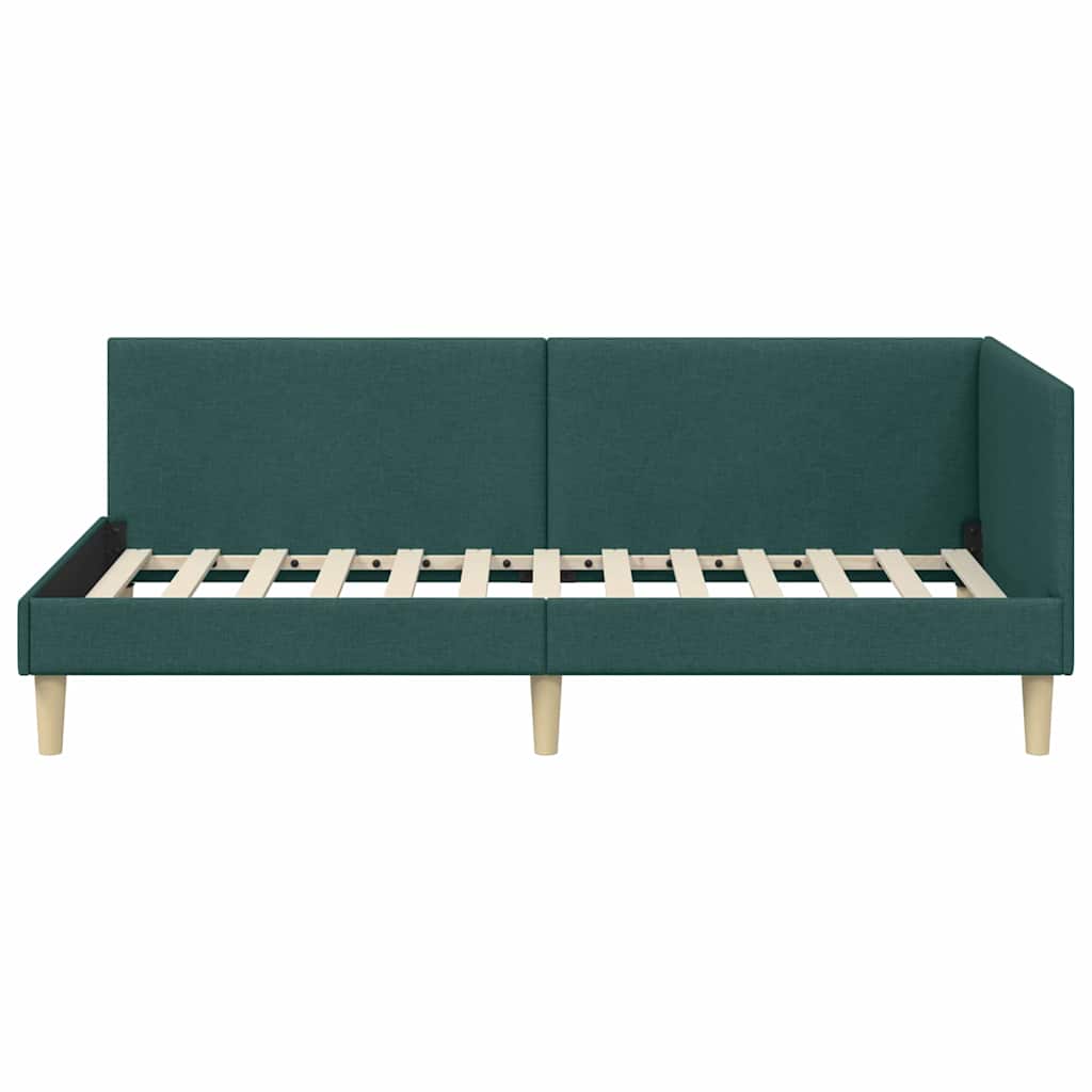 Hjørnesengramme Mørkegrøn 100 cm x 200 cm Stof og krydsfiner