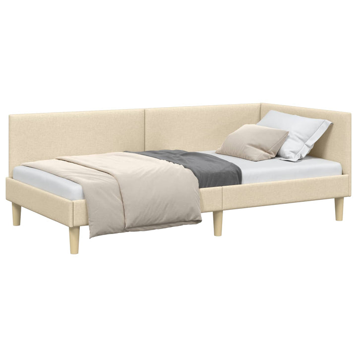 Hjørnesengramme Creme 100 cm x 200 cm Stof og krydsfiner