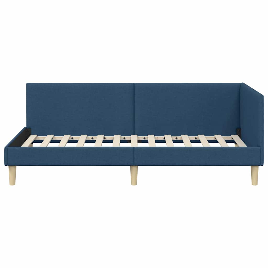 Hjørnesengramme Blå 100 cm x 200 cm Stof og krydsfiner