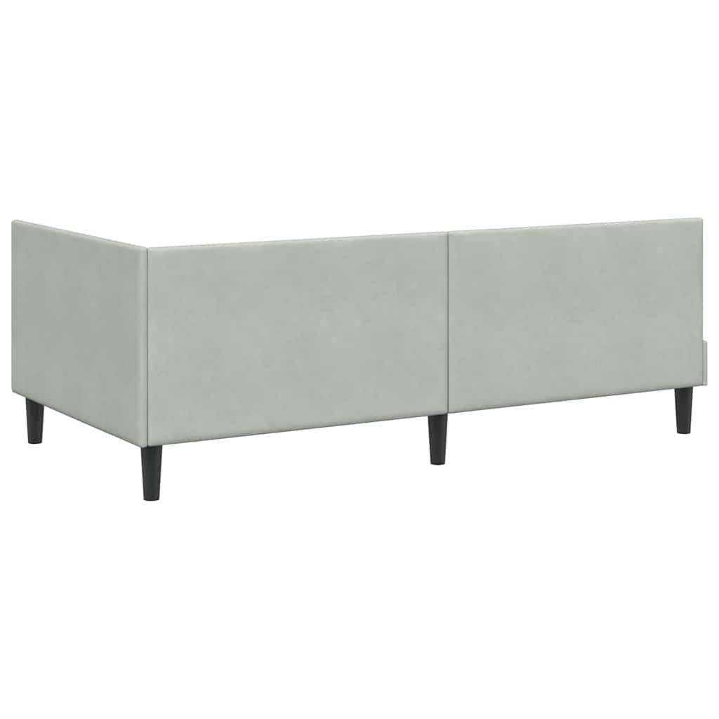 Hjørnesengramme med hovedgærde Lysegrå 80 cm x 200 cm Fløjl