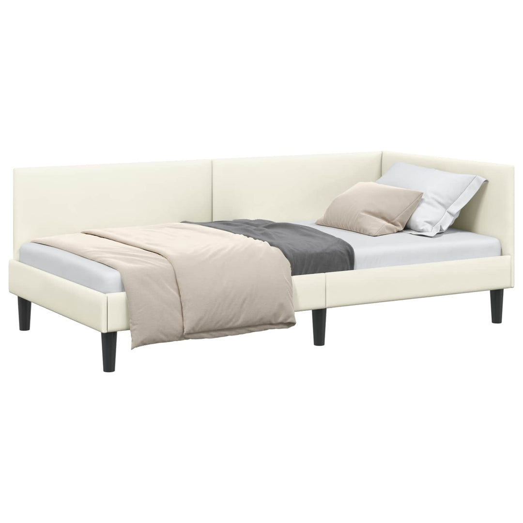 Hjørnesengramme med hovedgærde Creme 80 cm x 200 cm Fløjl