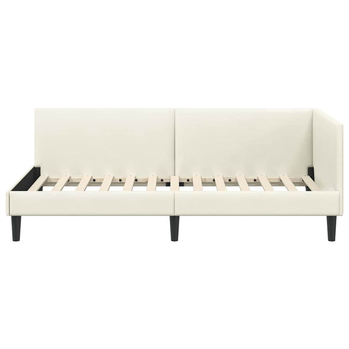 Hjørnesengramme med hovedgærde Creme 80 cm x 200 cm Fløjl