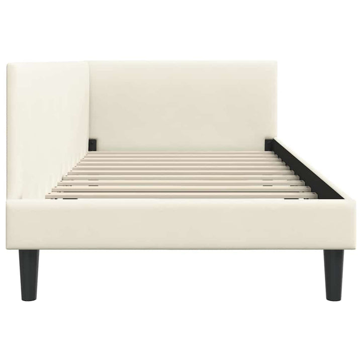 Hjørnesengramme med hovedgærde Creme 80 cm x 200 cm Fløjl
