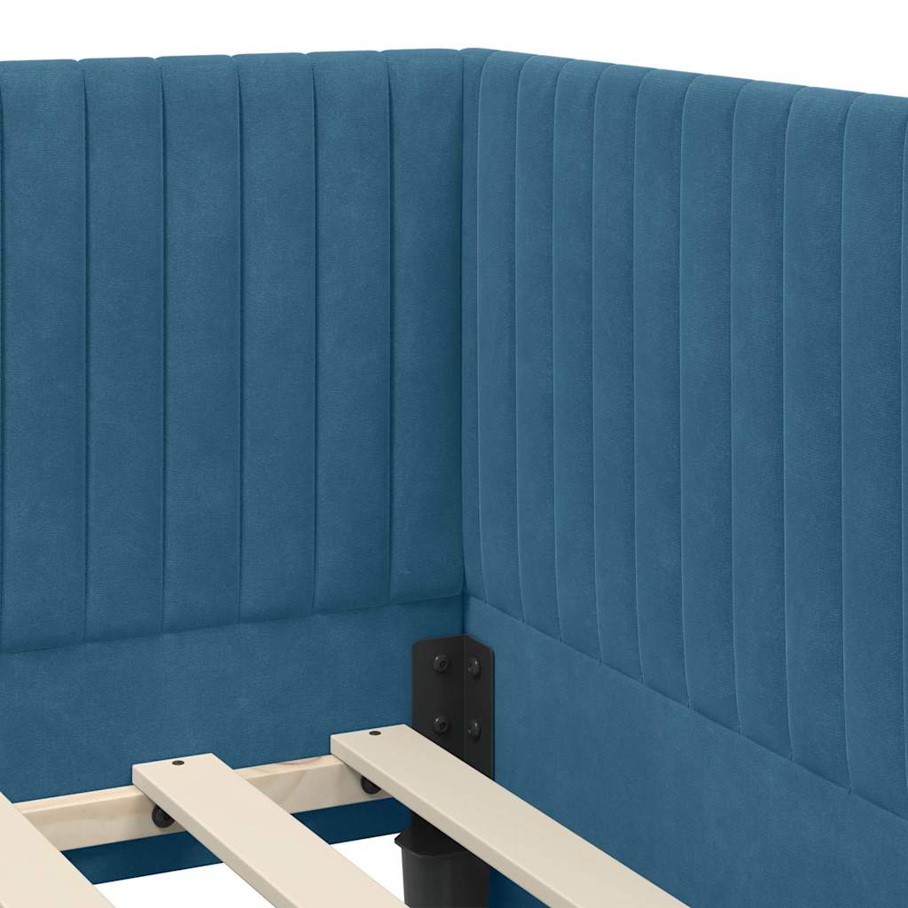 Hjørnesengramme med hovedgærde Blå 80 cm x 200 cm Fløjl