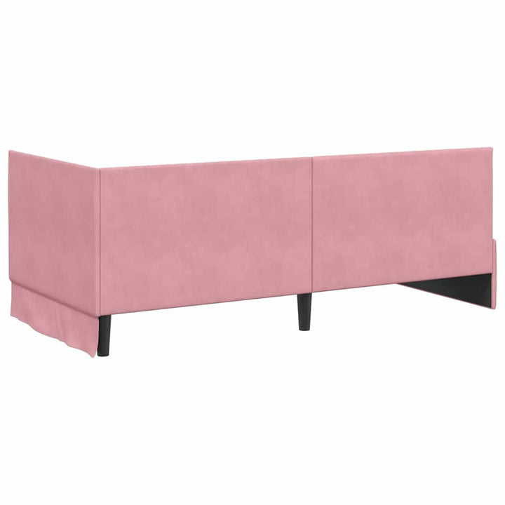 Hjørnesengramme med hovedgærde Lyserød 90 cm x 200 cm Fløjl