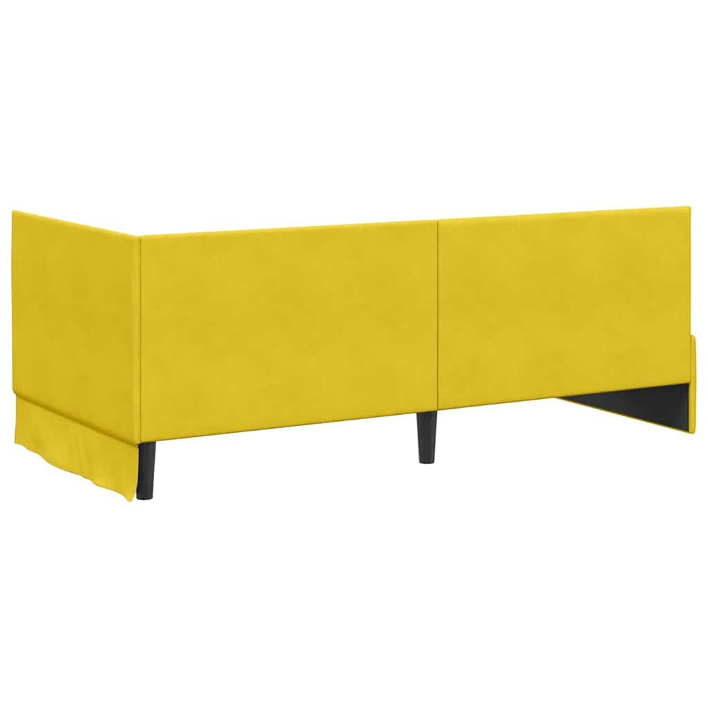 Hjørnesengramme med hovedgærde Gul 90 cm x 200 cm Fløjl