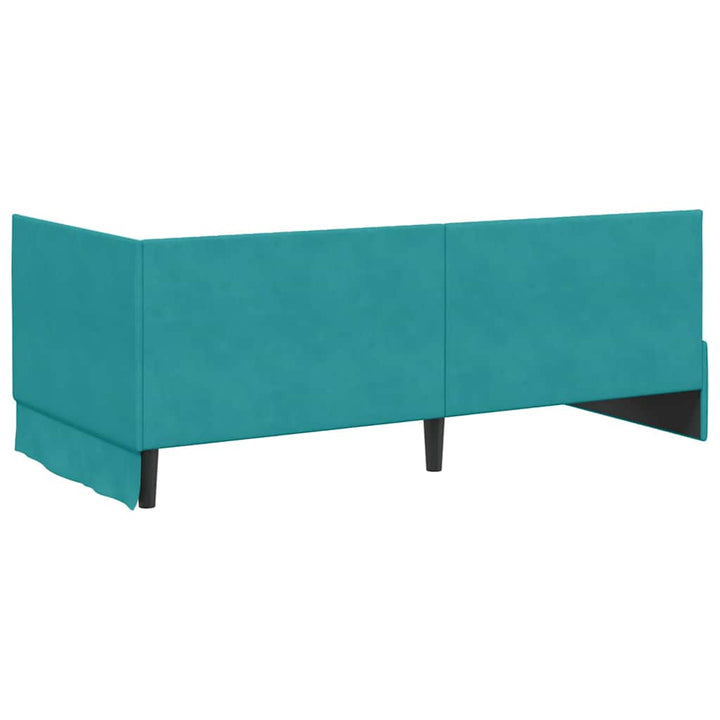 Hjørnesengramme med hovedgærde Turkis 90 cm x 200 cm Fløjl