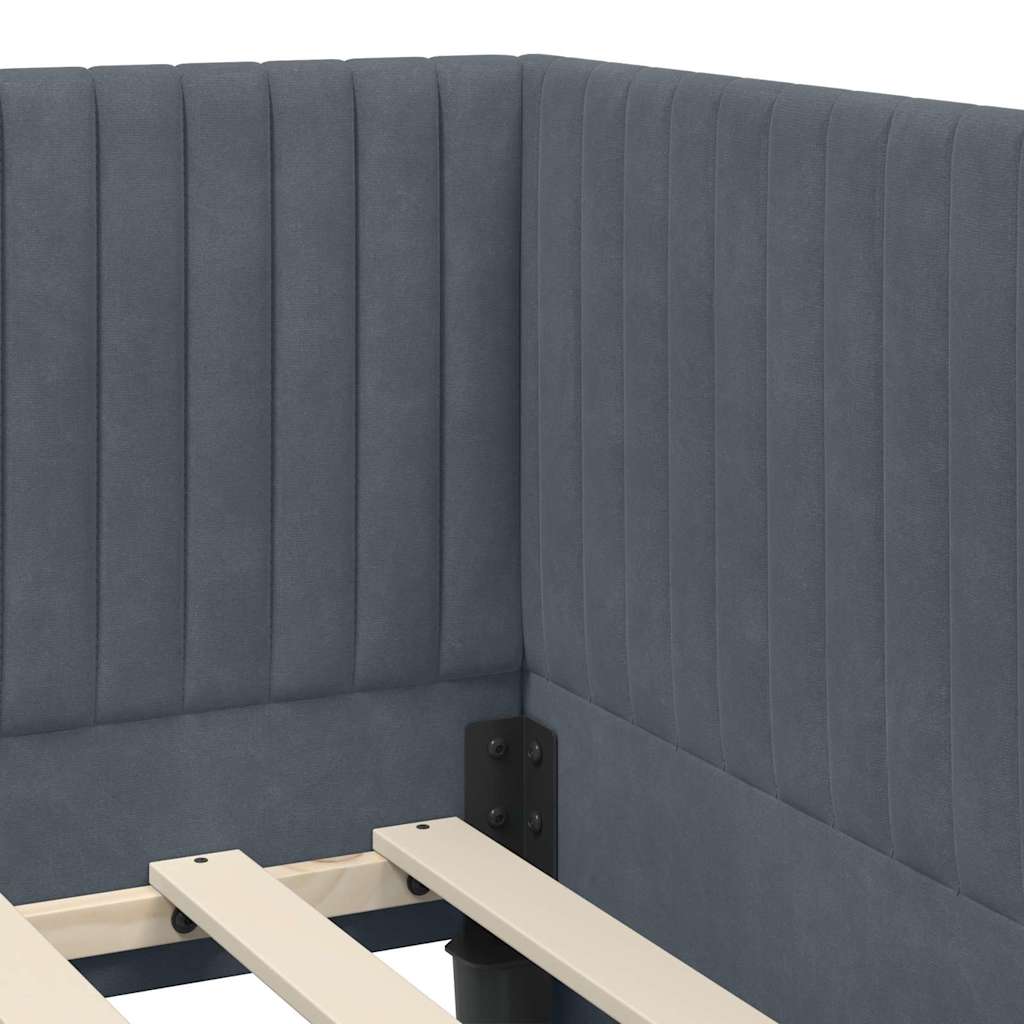 Hjørnesengramme med hovedgærde Mørkegrå 100 cm x 200 cm Fløjl