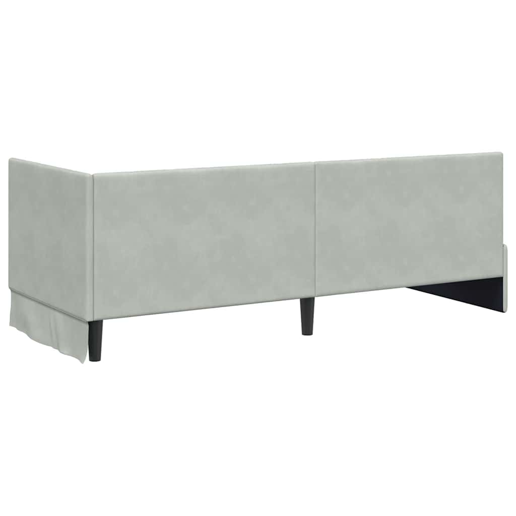 Hjørnesengramme med hovedgærde Lysegrå 80 cm x 200 cm Fløjl