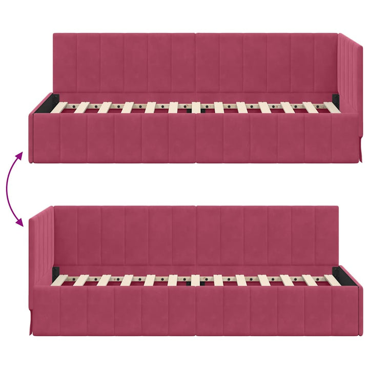 Hjørnesengramme med hovedgærde Vinrød 80 cm x 200 cm Fløjl