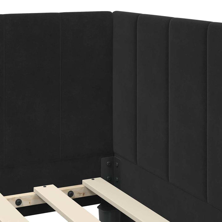 Hjørnesengramme med hovedgærde Sort 80 cm x 200 cm Fløjl