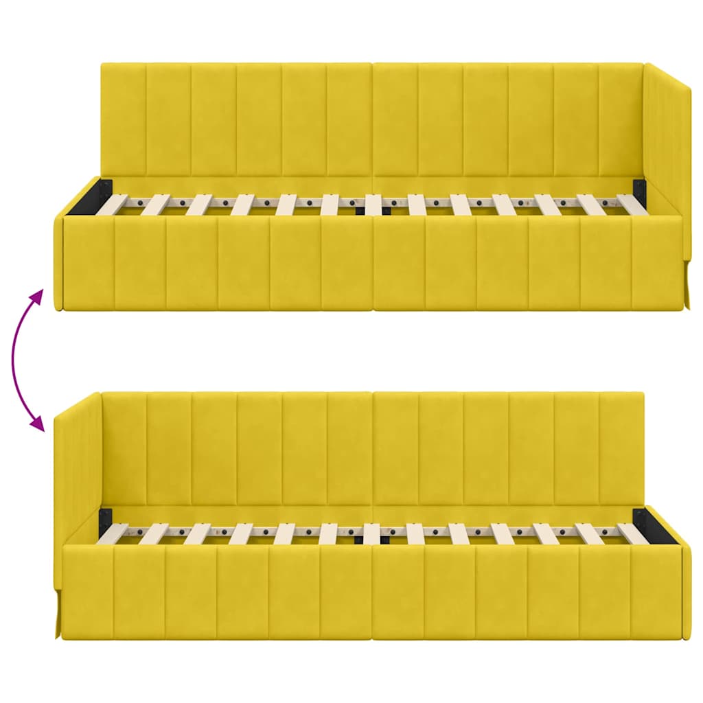 Hjørnesengramme med hovedgærde Gul 80 cm x 200 cm Fløjl