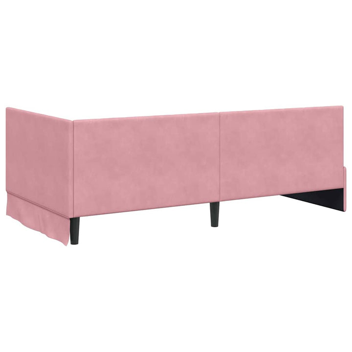 Hjørnesengramme med hovedgærde Lyserød 90 cm x 190 cm Fløjl