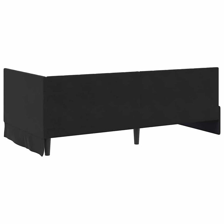 Hjørnesengramme med hovedgærde Sort 90 cm x 190 cm Fløjl