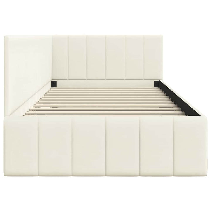 Hjørnesengramme med hovedgærde Creme 90 cm x 200 cm Fløjl