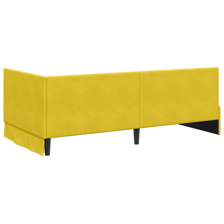 Hjørnesengramme med hovedgærde Gul 100 cm x 200 cm Fløjl
