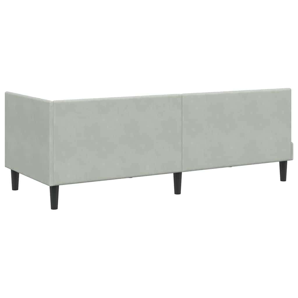 Hjørnesengramme med hovedgærde Lysegrå 80 cm x 200 cm Fløjl