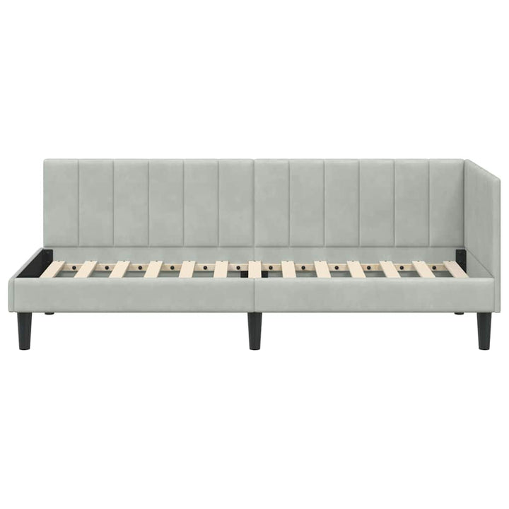 Hjørnesengramme med hovedgærde Lysegrå 80 cm x 200 cm Fløjl