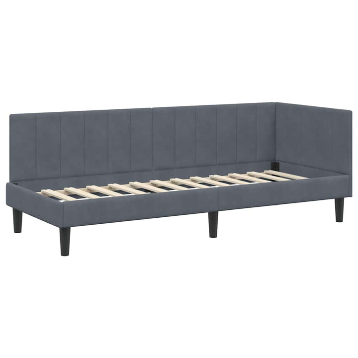 Hjørnesengramme med hovedgærde Mørkegrå 80 cm x 200 cm Fløjl