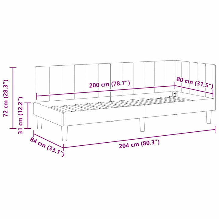 Hjørnesengramme med hovedgærde Mørkegrøn 80 cm x 200 cm Fløjl