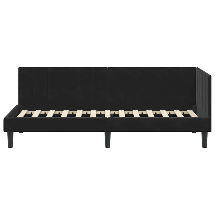 Hjørnesengramme med hovedgærde Sort 80 cm x 200 cm Fløjl