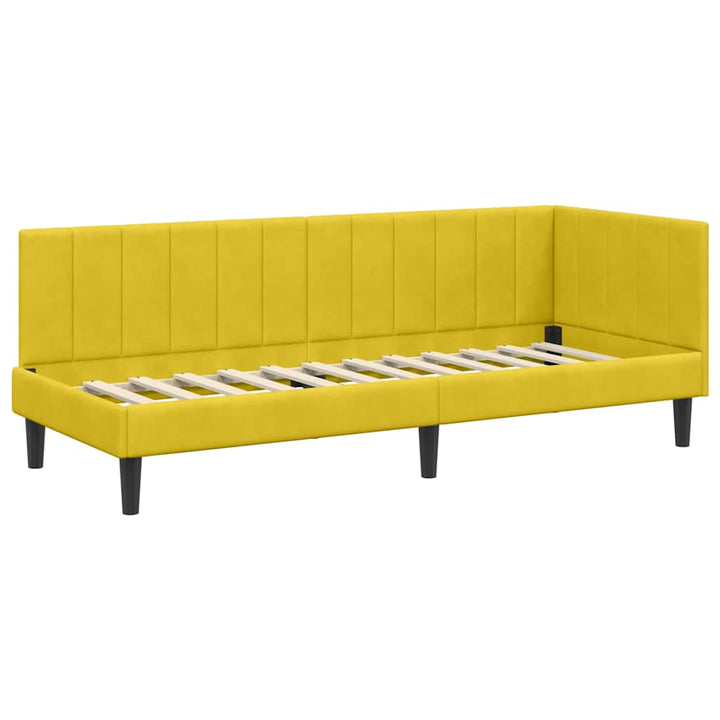 Hjørnesengramme med hovedgærde Gul 80 cm x 200 cm Fløjl