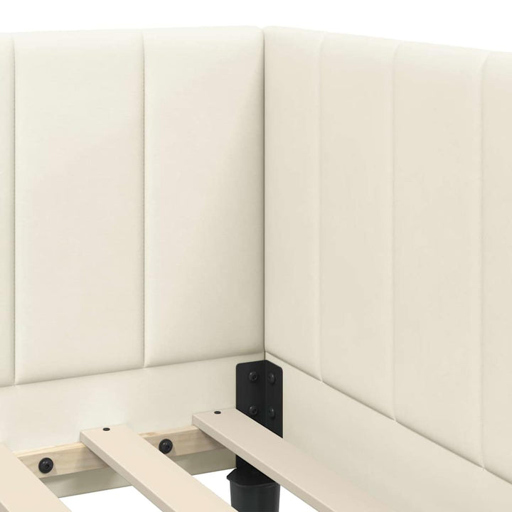 Hjørnesengramme med hovedgærde Creme 80 cm x 200 cm Fløjl
