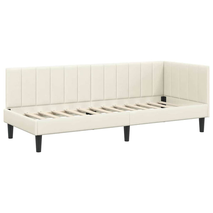 Hjørnesengramme med hovedgærde Creme 80 cm x 200 cm Fløjl