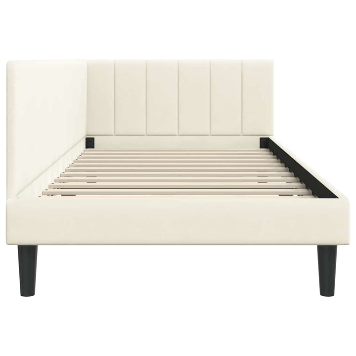 Hjørnesengramme med hovedgærde Creme 90 cm x 190 cm Fløjl