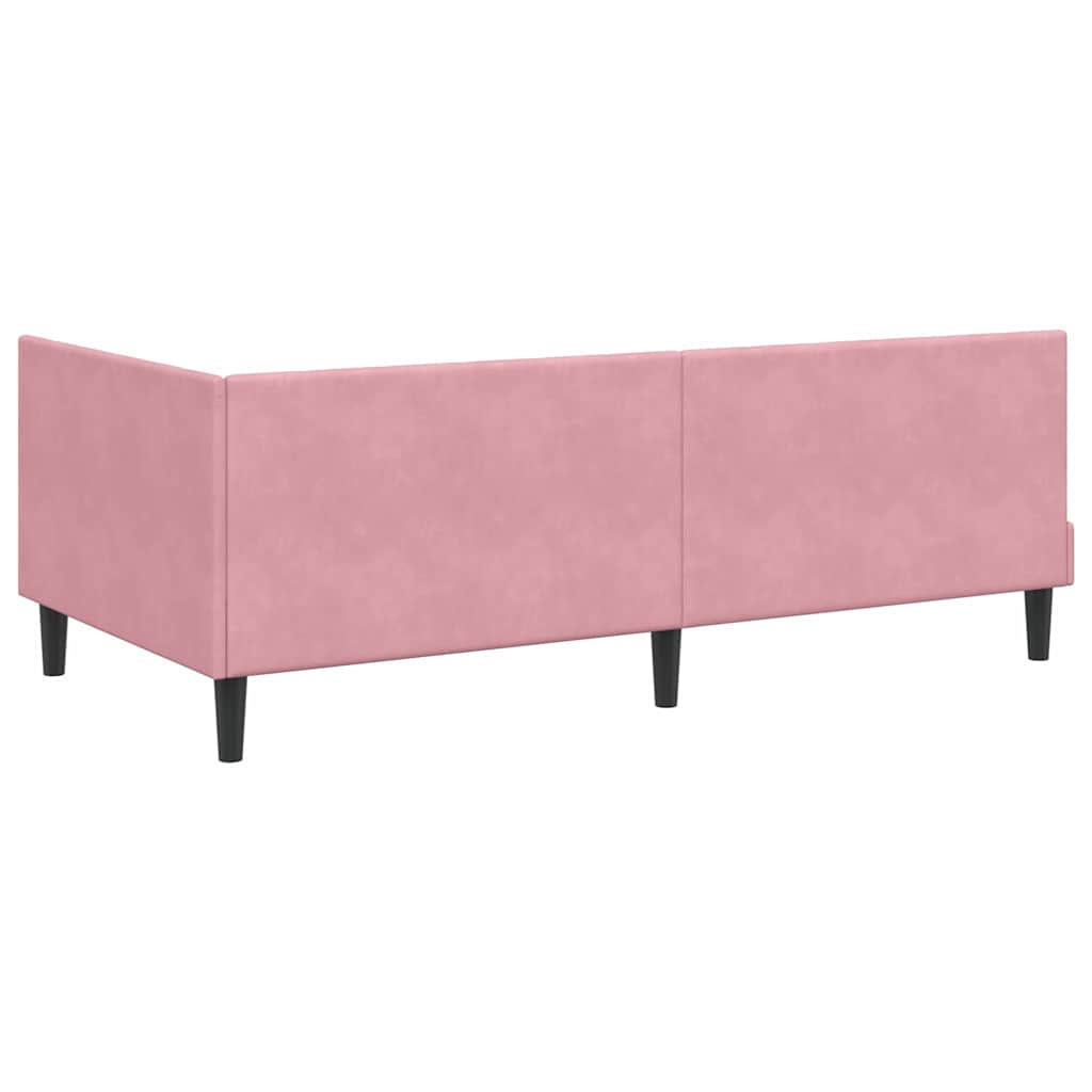 Hjørnesengramme med hovedgærde Lyserød 90 cm x 200 cm Fløjl