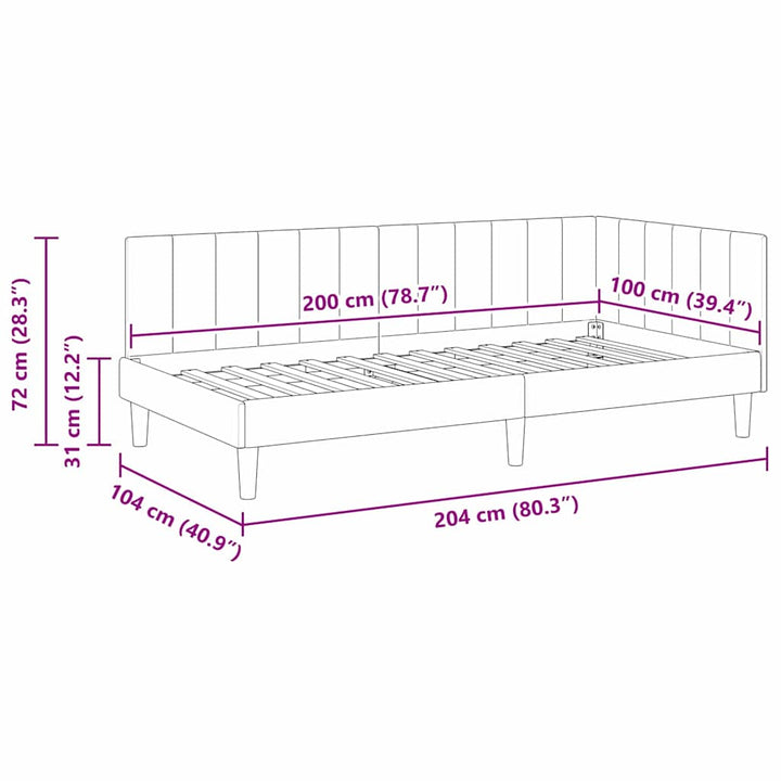 Hjørnesengramme med hovedgærde Lyserød 100 cm x 200 cm Fløjl