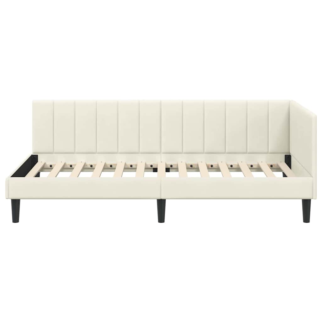 Hjørnesengramme med hovedgærde Creme 100 cm x 200 cm Fløjl