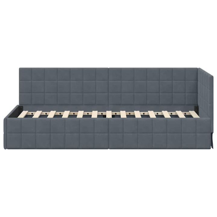 Hjørnesengramme med hovedgærde Mørkegrå 80 cm x 200 cm Fløjl