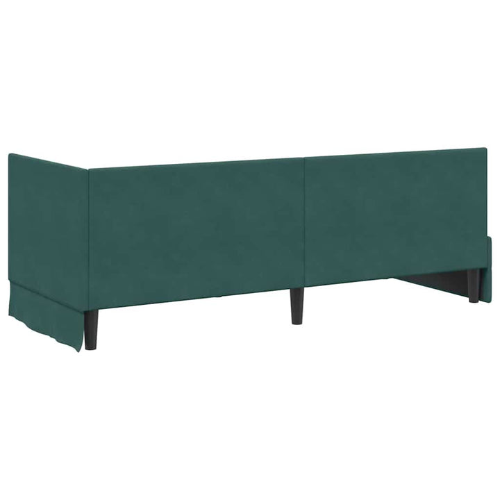 Hjørnesengramme med hovedgærde Mørkegrøn 80 cm x 200 cm Fløjl