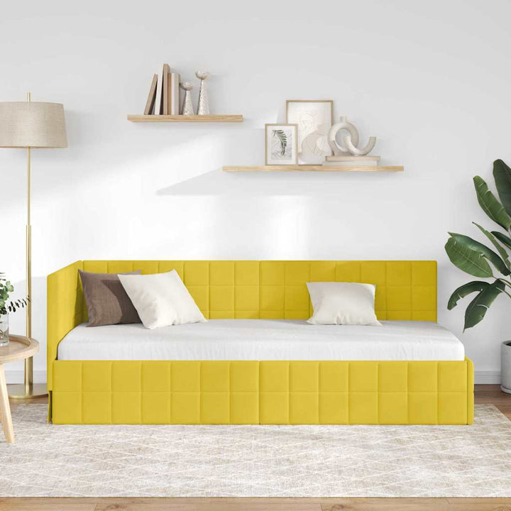 Hjørnesengramme med hovedgærde Gul 80 cm x 200 cm Fløjl