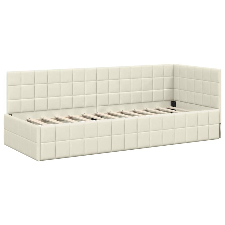 Hjørnesengramme med hovedgærde Creme 80 cm x 200 cm Fløjl