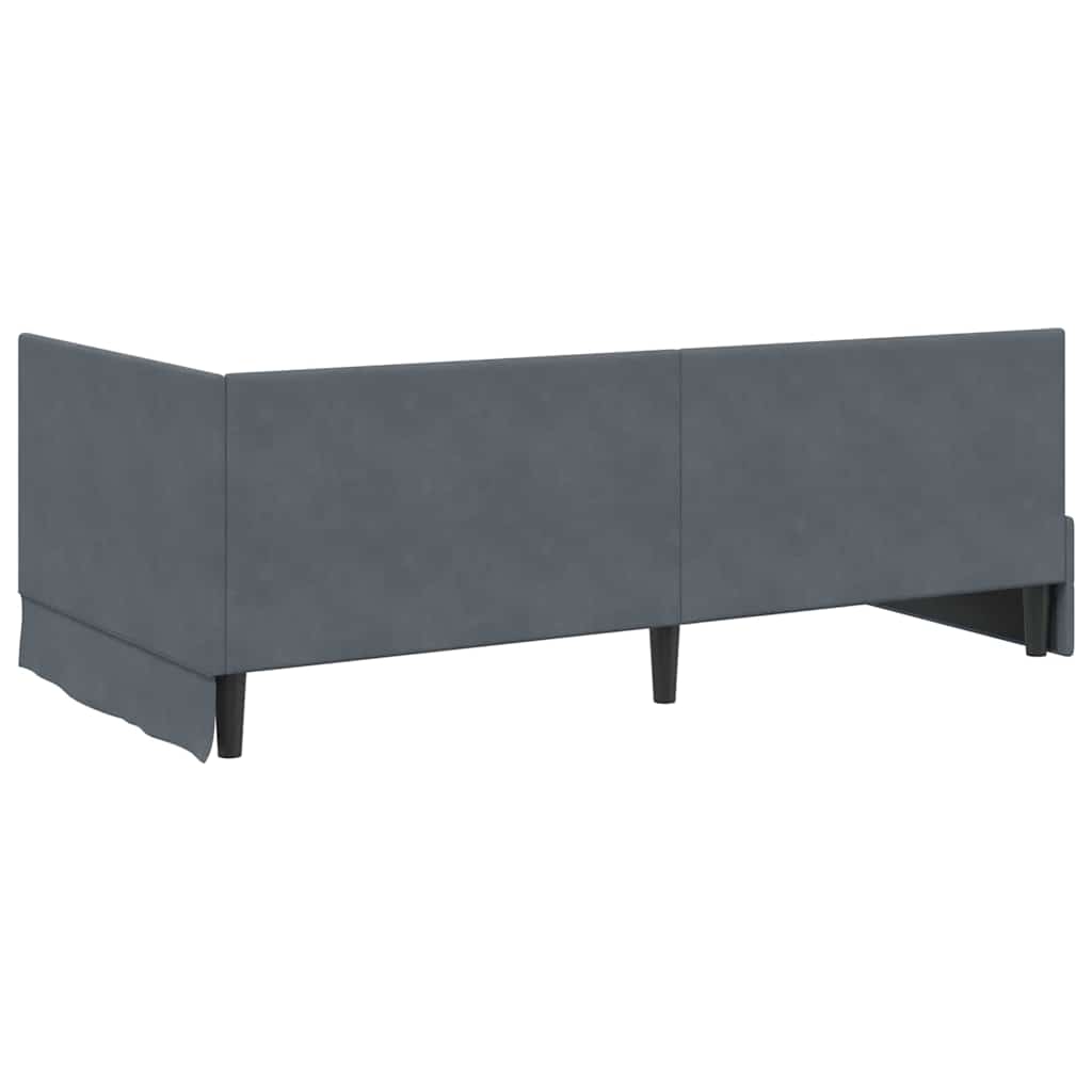 Hjørnesengramme med hovedgærde Mørkegrå 90 cm x 200 cm Fløjl