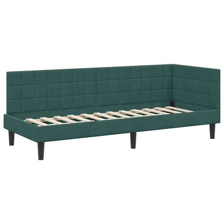 Hjørnesengramme med hovedgærde Mørkegrøn 80 cm x 200 cm Fløjl