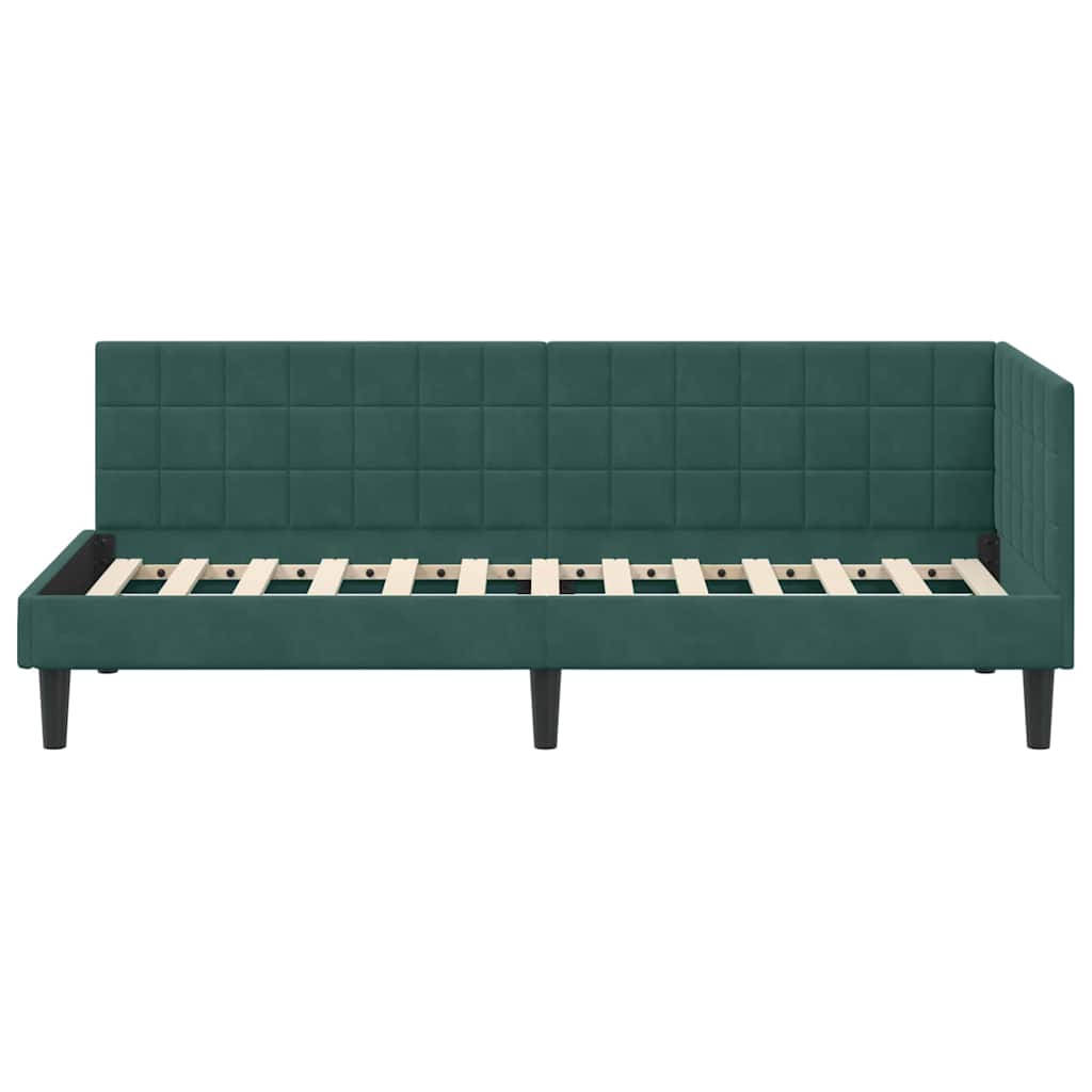 Hjørnesengramme med hovedgærde Mørkegrøn 80 cm x 200 cm Fløjl