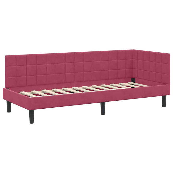 Hjørnesengramme med hovedgærde Vinrød 80 cm x 200 cm Fløjl