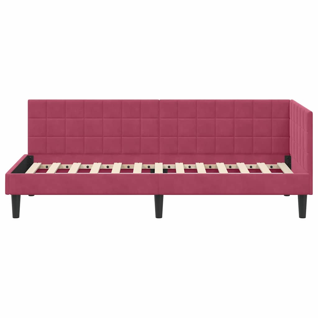 Hjørnesengramme med hovedgærde Vinrød 80 cm x 200 cm Fløjl