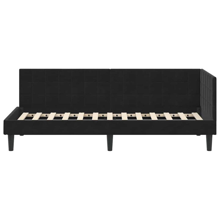 Hjørnesengramme med hovedgærde Sort 80 cm x 200 cm Fløjl