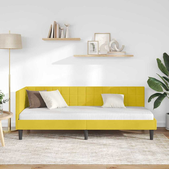 Hjørnesengramme med hovedgærde Gul 80 cm x 200 cm Fløjl