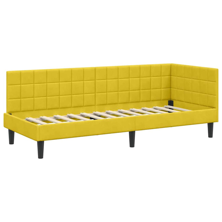 Hjørnesengramme med hovedgærde Gul 80 cm x 200 cm Fløjl