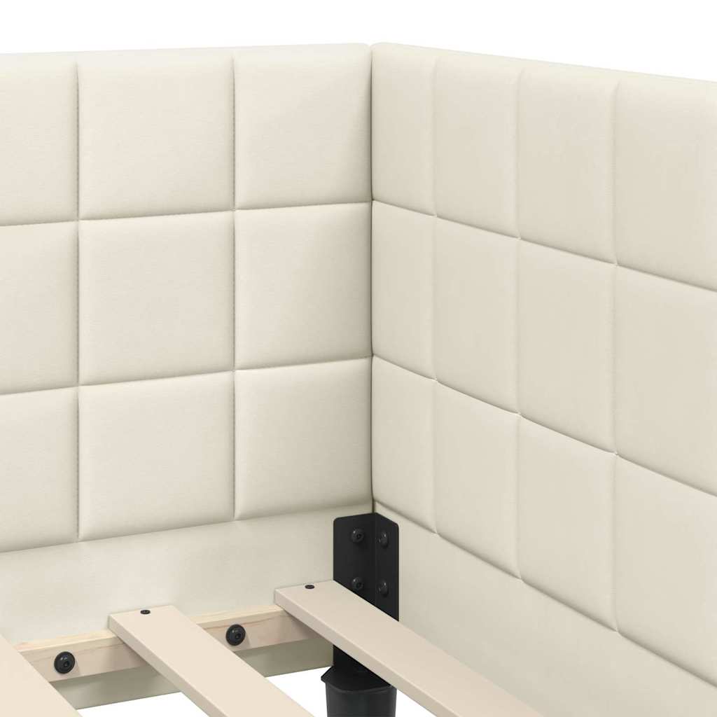 Hjørnesengramme med hovedgærde Creme 80 cm x 200 cm Fløjl